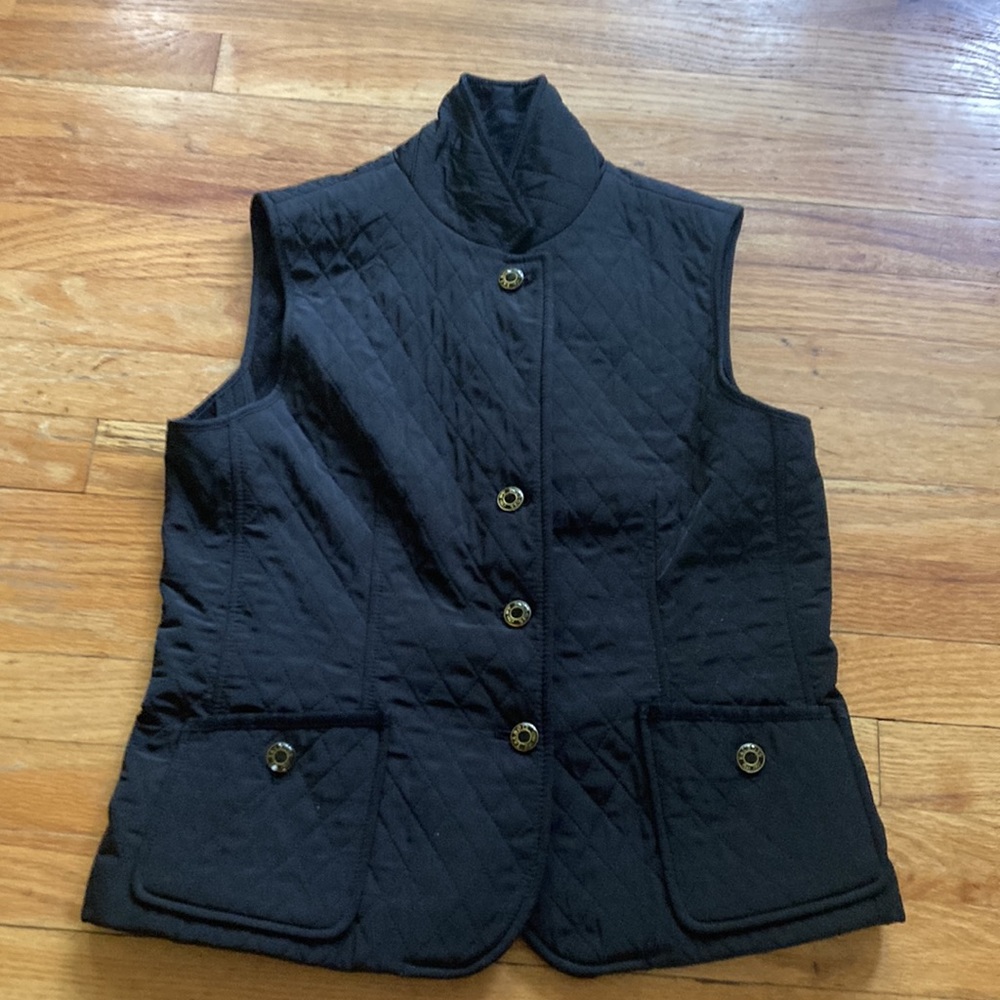 Talbots Petites Quilted Black Vest